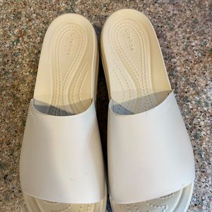Crocs Women's Bone Brooklyn Slide Wedge Heel Slippers Sandals Size US 10